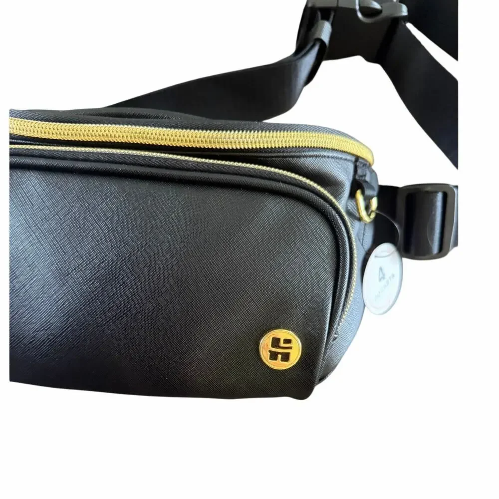 Huggies Crossbody Diaper Bag Black Vegan Leather Changing Pad NWT